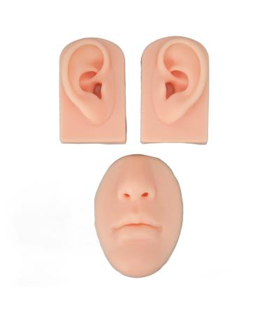Hywhuyang 3D-silicone-nose and mouth model silicone model silicone ear model simulation display props for earrings jewelry display rubber ear hole stinging seam exercises (light skin tone)