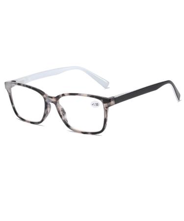 Edgun glasses reading glasses blue light for men women light full frame glasses anti -eyetrain spring hinges (color: white bean flower frame size: +2.5) +2.5 White bean flower frame