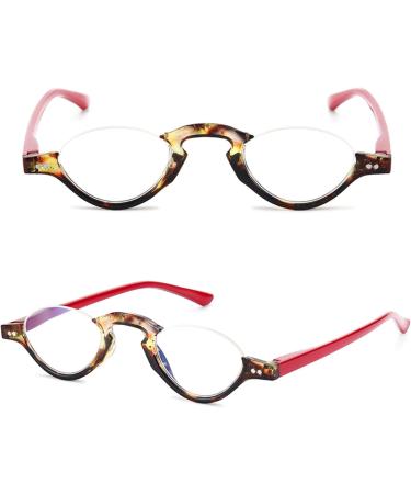 Shop Abetos Retro Half Moon Reading Glasses for Men & Women - Anti Blue Light Spring Hinge Floral Filter - Fashionable 3.0x Semi-Frame Computer Glasses - Buy Online on GoSupps.com