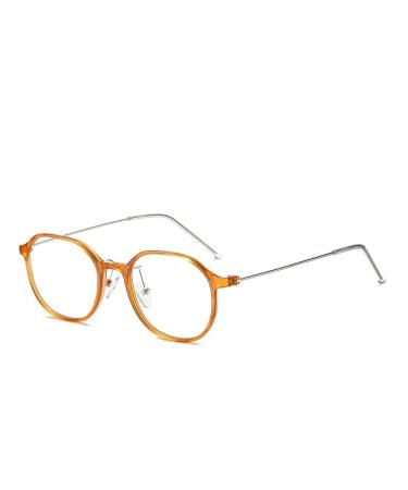 SERONI Metal Temples Round Tr90 Frame Blue Light Blocking Glasses for Women Men Anti UV Ray Computer Reading Glasses Orange 51 Millimeters