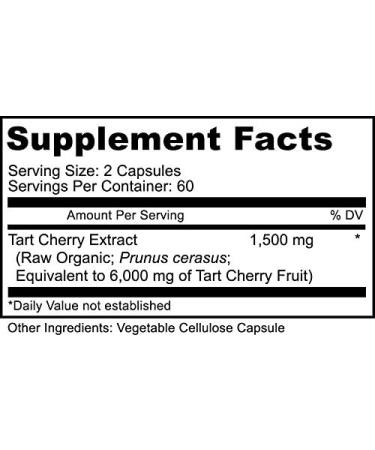 Montmorency Tart Cherry Capsules 6000mg - Extra Strength Non-GMO 120 Vegetarian Capsules - Buy Online on GoSupps.com