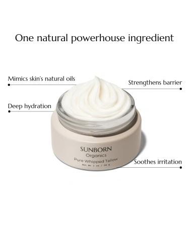 Pure Whipped Tallow Balm (Unscented) | 1 Ingredient | Handmade in USA | 100% Organic Grass-Fed Beef Tallow Face Moisturizer Lotion for Dry Skin Baby Eczema Rosacea Sensitive Skin Fragrance-Free Unscented (1oz) - Buy Online on GoSupps.com