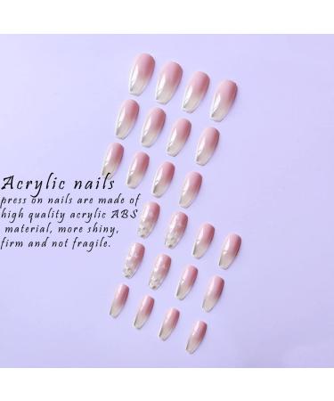 Sinlov 24pcs Nude Gradient Coffin Press On Nails - Long Full Cover Fake Nail Art Tips for Women & Girls - Buy Online on GoSupps.com
