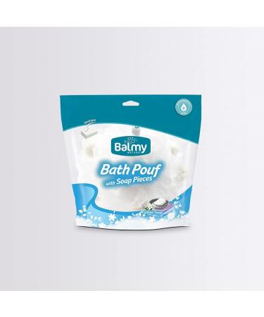 4 Pack Shower Puffs With Soap Pieces - White Soap - Premium Quality Loofah Exfoliating - Buy Online on GoSupps.com