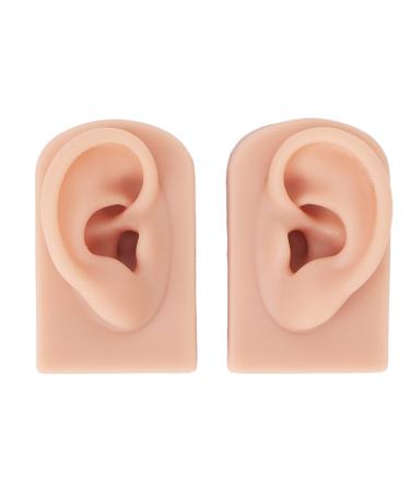 Mid Skin Ear Model Silicone Piercing Model for Ear Massage Practice Teaching Display for School and Hospital (Medium Skin Color)