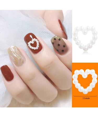 200 Pcs Heart Pearl Nail Art Charms for 3D Acrylic Nails - White Jewelry Pearls for Manicure Design and DIY Crafting - Buy Online on GoSupps.com