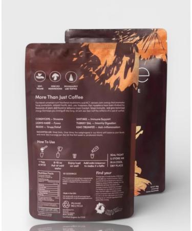 Mushroom Coffee for Better Energy and Focus | Organic 6 Adaptogenic Mushrooms Instant Blend with Lion's Mane Turkey Tail Chaga MCT Oil | Clean Energy No Jitters | Keto-Friendly | 30 Servings