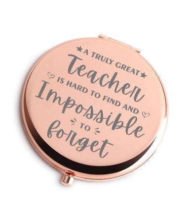 Teacher Gifts for Women Rose Gold Travel Cosmetic Compact Mirror Inspirational Gifts for Teacher Teacher Assistant for Teachers Day Birthday Christmas Graduation Appreciation Unique Gifts