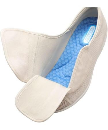 Wide Width WCXTY Closed Slippers for Adults with Edema, Arthritis, Swollen Feet - Orthopedic Fasciitis Therapy Shoes - Adjustable Bandage Design - Beige, Size 12 - Buy Online on GoSupps.com