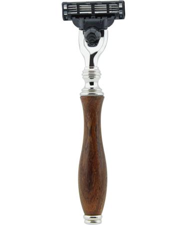 Haryali London Men's Pure Roose Wood Handle Shaving Razor - Designer Box Gift Set with 3 Different Heads: 5 Edge, Triple Edge, and DE Safety Head for Perfect Shave - Mach 3 Compatible - Buy Online on GoSupps.com