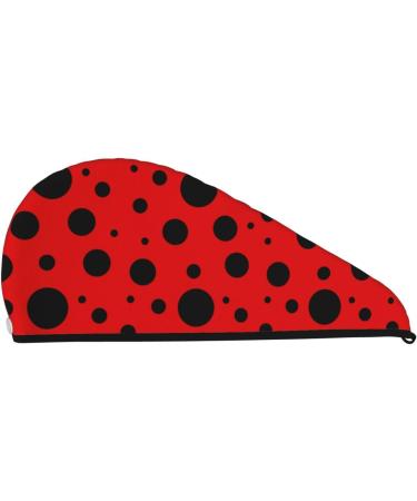 Ladybug Pattern Microfiber Hair Towel | Ultra-Soft Super Absorbent Wrap for Long Curly & Thick Hair - Quick Dry Coral Velvet - Buy Online on GoSupps.com