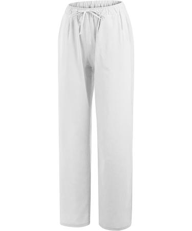 Martmory Women's Casual Cotton Linen Long Pants - G-White, 3X-Large - Buy Online on GoSupps.com