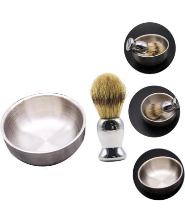 Minkissy 2pc Men's Shaving Set - Rustproof Steel Grooming Tools & Shaving Bowl with Brush - Premium Quality Key Bowl for Men - Buy Online on GoSupps.com