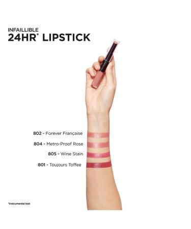 L'Or al Paris Infaillible 2-Step Lipstick 804 Metro Proof Rose - 24 Hour Hydrating Color & Lip Care Balm - Buy Online on GoSupps.com