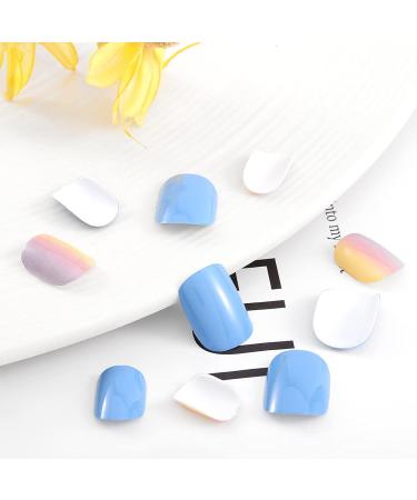 Sethexy Shine Brief Blue Gradient Acrylic Press-On Nails | 24pc Square Fingernails for Women and Girls - Buy Online on GoSupps.com