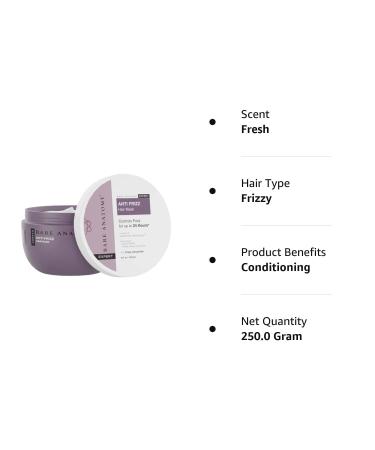 Bare Anatomy Anti Frizz Hair Mask | 24-Hour Frizz Control | Hyaluronic Acid & Fatty Acids | Deep Conditioning | Sulphate & Paraben Free | Unisex | 250g - Shop Now - Buy Online on GoSupps.com