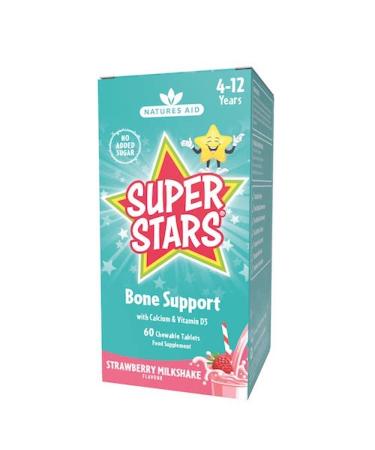 Natures Aid Super Stars Bone Support for Children 4-12 Years 60 Chewable Tablets Bone Support Tablets
