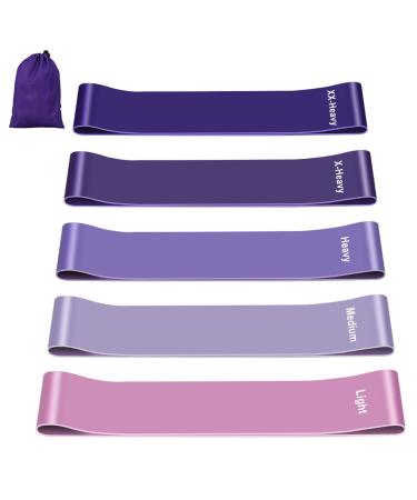 Resistance Bands Set of 5 Resistance Band for Women and Men Skin-Friendly Resistance Fitness Exercise Loop Bands 5 Levels for Legs and Glutes Arms Pilates Yoga-Carry bag included Purple - Buy Online on GoSupps.com
