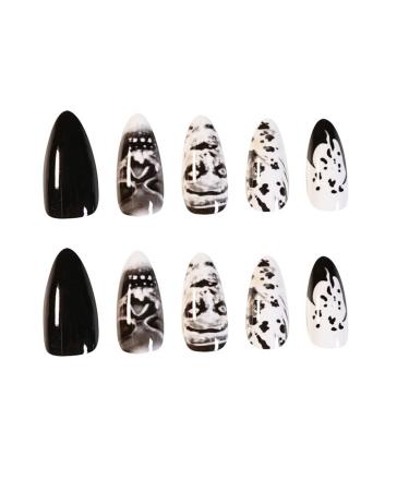 Bufenia 24 Pcs Skull Stiletto Nails - Black Halloween Almond Press-On Acrylics for Women & Girls - Buy Online on GoSupps.com