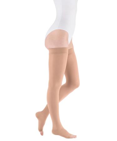 Medi duomed basic thighshow compression stockings without lace unisex |Long compression socks CCL2 with a knobs for women and men |Caramel |Size VI
