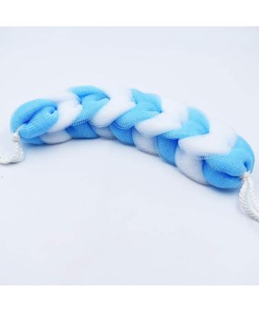 Goodplan Durable Braid Mesh Shower Sponge Stripes - Skin Peeling Cleaner for Bathroom - Blue & White - 1 Piece | International Shipping Available - Buy Online on GoSupps.com