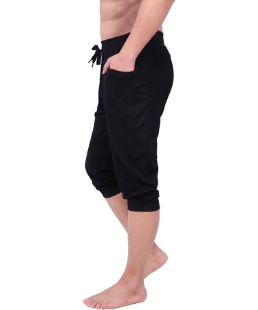 HDE Men's 3/4 Workout Jogger Yoga Capri Shorts with Pockets - Large Black - Buy Online on GoSupps.com