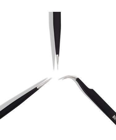 BEYELIAN Eyelash Extension Tweezers Set - 3 Professional Isolation & Volume Lash Tweezers in Black - Buy Online on GoSupps.com