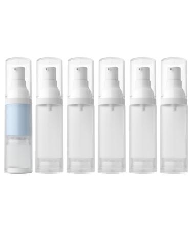 LONGWAY 1oz 30ml Airless Cosmetic Cream Pump Bottle Travel Size Dispenser Refillable Containers/Foundation Travel Pump Bottle for Shampoo(Pack of 6, Frosted Translucent) 1 Ounce (Pack of 6)