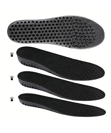 Bacophy Height Increase Shock Absorption Sports Insoles for Men and Women Cushion Shoes Insoles Heel Insert Comfort Breathable Soft Shoe Lifts Make You Taller 3cm Men's 7-10 / Women's 8-12 Black