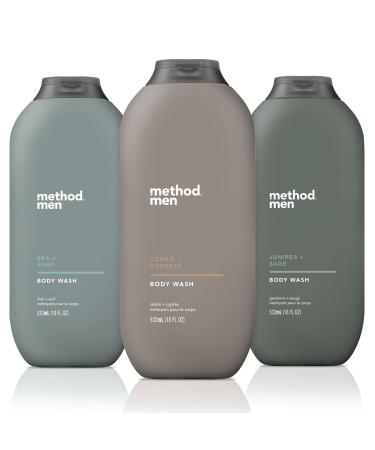 Method Men 3-pack Body Wash 18 Oz Each (Sea + Surf Cedar + Cypress Juniper + Sage) - Buy Online on GoSupps.com