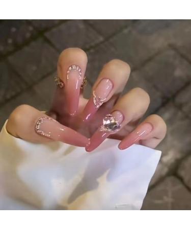 Temperament manicure gradient ultra-white long oval wearing nail fashion hand-made nail super-long nail patch(S) - Buy Online on GoSupps.com