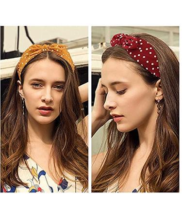 Shop Geyan Vintage Bow Headbands - 2 Pack Red & Black Wide Hair Bands with Dots for Women & Girls - International Shipping Available - Buy Online on GoSupps.com