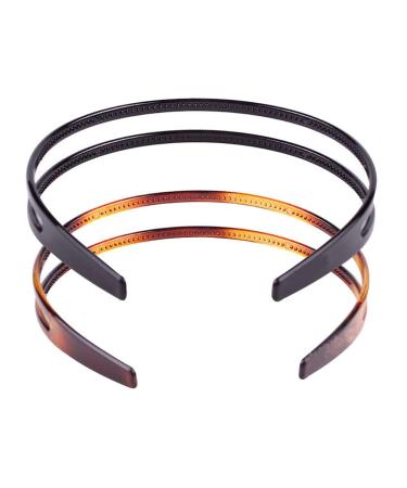 Set of 2 High-Grade Women's Hard Plastic Headbands in Black and Brown - Style F - Buy Online on GoSupps.com