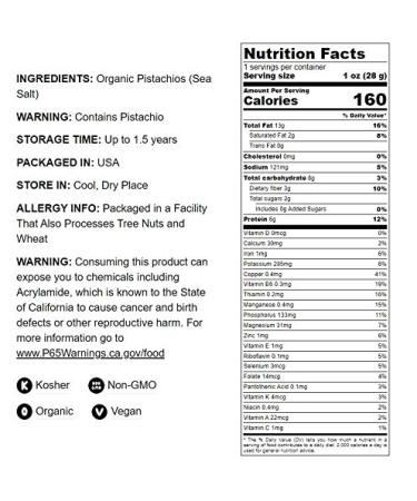 Organic California Pistachios 2 Pounds - Non-GMO Kosher In Shell Dry Roasted with Sea Salt - Bulk 2 Pound Pack - Buy Online on GoSupps.com