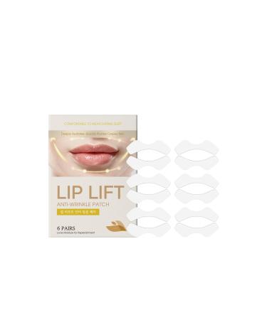 SURORAIN Anti Wrinkle Patches for Lips Nasolabial Fold Patches Moisturizing and Breathable Collagen Mask to Lift Lips Smooth Nasolabial Folds and Marionette Lines Overnight Care (6 pairs)