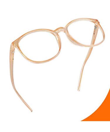LifeArt Blue Light Blocking Glasses Anti Eyestrain Computer Reading Glasses with Spring Hinge Gaming Glasses TV Glasses for Women Men Anti Glare (Champagne No Magnification)
