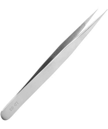 Eyelash Extension Tool | Professional False Eyelash Curler & Tweezer | Straight Tweezer LD-03 Silver for Eye Makeup - Buy Online on GoSupps.com