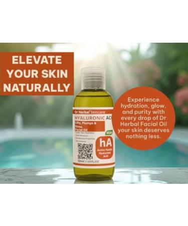 Dr Herbal Huile faciale l'acide hyaluronique 50 ml S rum hydratant pour le visage avec glyc rine vitamine E et huile d'olive repulpe adoucit et soutient une peau jeune et saine - Buy Online on GoSupps.com