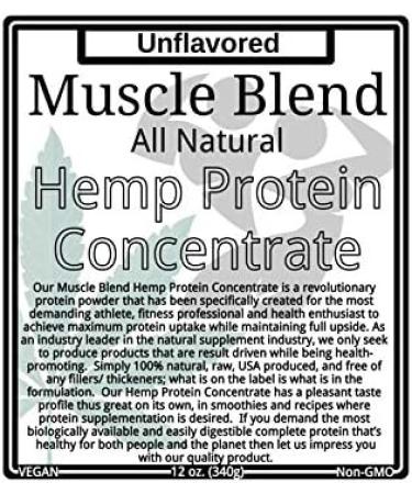Raw Vegan Hemp Protein Concentrate Powder - 100% Pure Unflavored - Muscle Blend - 12 oz Pouch - Made in USA - Buy Online on GoSupps.com