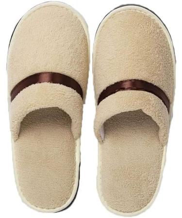 Buy Tianmao Hotel Slippers 5 Pairs of Closed-Toe Coral Fleece Guest Slippers for Spa Travel & Parties Universal Size Brown & Beige - Buy Online on GoSupps.com