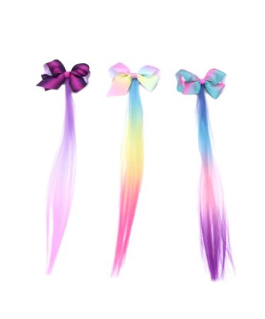 FRCOLOR Kids bow hair s hair s for kids Gradient hairpins Periwig hair s color wigs girl hair s girls' hair s headdress for girls toddler ribbon issue card top Ribbon