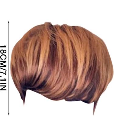Synthetic Hair Bundles Button Women's Fluffy Black Gradient Brown Wig Fluffy Lifelike Short Straight Hair Cap Lace Front Wigs And One Size Gold - Buy Online on GoSupps.com