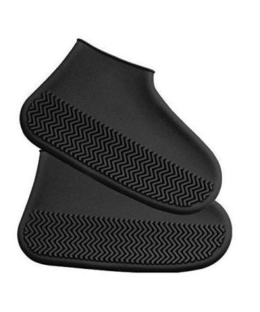 Waterproof Shoes Covers Silicone Reusable Wear-Resistant Anti-Slip Overshoe Foldable Galoshes Shoe Protectors Rain Boots for Men Women Kids (Medium, Black) Medium Black