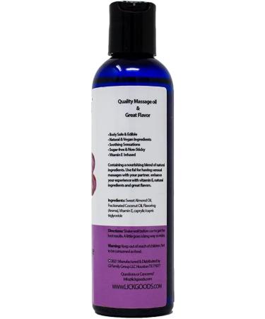 Lick Grape Flavored Edible Massage Oil | Vegan Non-Sticky Vitamin E Infused | Travel-Ready 4 oz - Buy Online on GoSupps.com