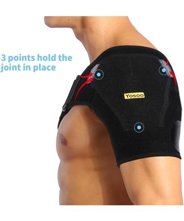 Acouto Black Shoulder Brace with Pressure Pad Breathable Shoulder Support for Rotator Cuff - Buy Online on GoSupps.com