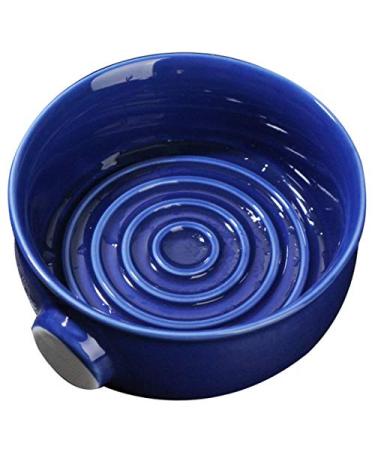 Graootoly Ceramic Men's Shaving Mug Bowl Cup Threaded Bottom Wide Opening for Shaving Brush and Shaving Soap Royal Blue