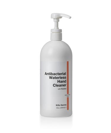 Waterless Antibacterial Hand Cleanser formulated with BZK That Kills 99.99% of Germs. Contains a mild Abrasive to Help Clean and Lift Grease Dirt and Grime. Remoisturizes and Replenishes. 32oz