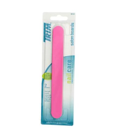 Trim Nail Files, 2 Count  Dual-Sided Nail Board with 280/320 Grit  Cushioned, Easy Grip for Comfortable Use  Emery Boards for Smoothing & Finishing Nails Pink