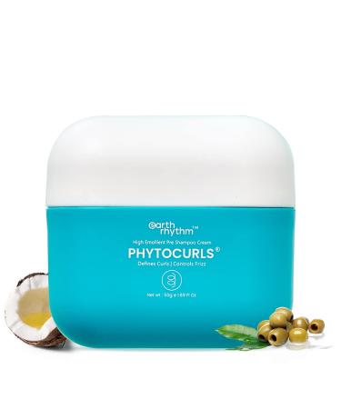 Earth Rhythm Phyto Curls Highly Emollient Pre-Shampoo Cream Hair Mask |Olive oil Coconut Oil & Murumuru Butter | Locks in Moisture Controls Frizz & Protects from Damage | For Men & Women - 50 grams High Emollient Pre Shampoo Cream