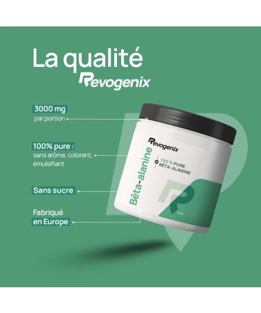 B ta-Alanine | Poudre Pr -Workout 100% Pure | 83 Portions | Booster d Entrainement | Force et Endurance | Contre les Crampes et Courbatures | Musculation et Fitness | 250g de Poudre Vegan | Revogenix - Buy Online on GoSupps.com